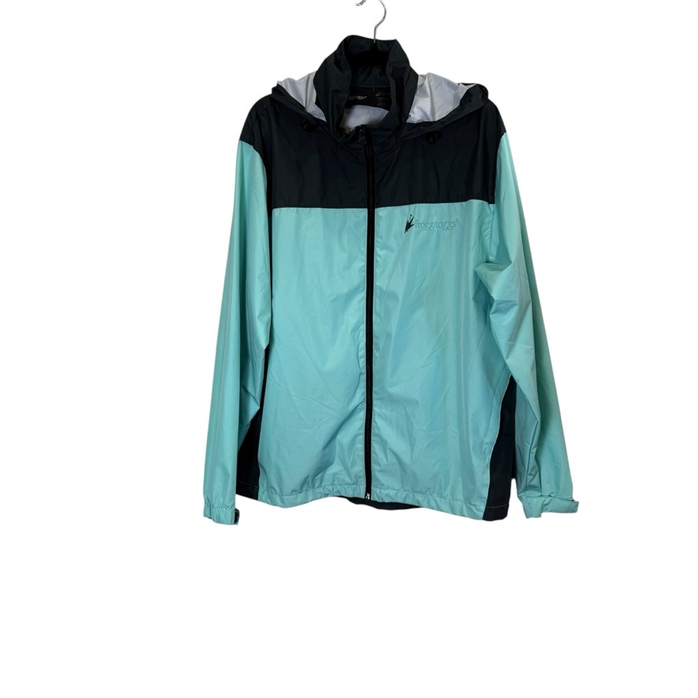 Frogg Toggs River Toadz Women’s Black and Mint Windbreaker Jacket w Hood sz L/XL